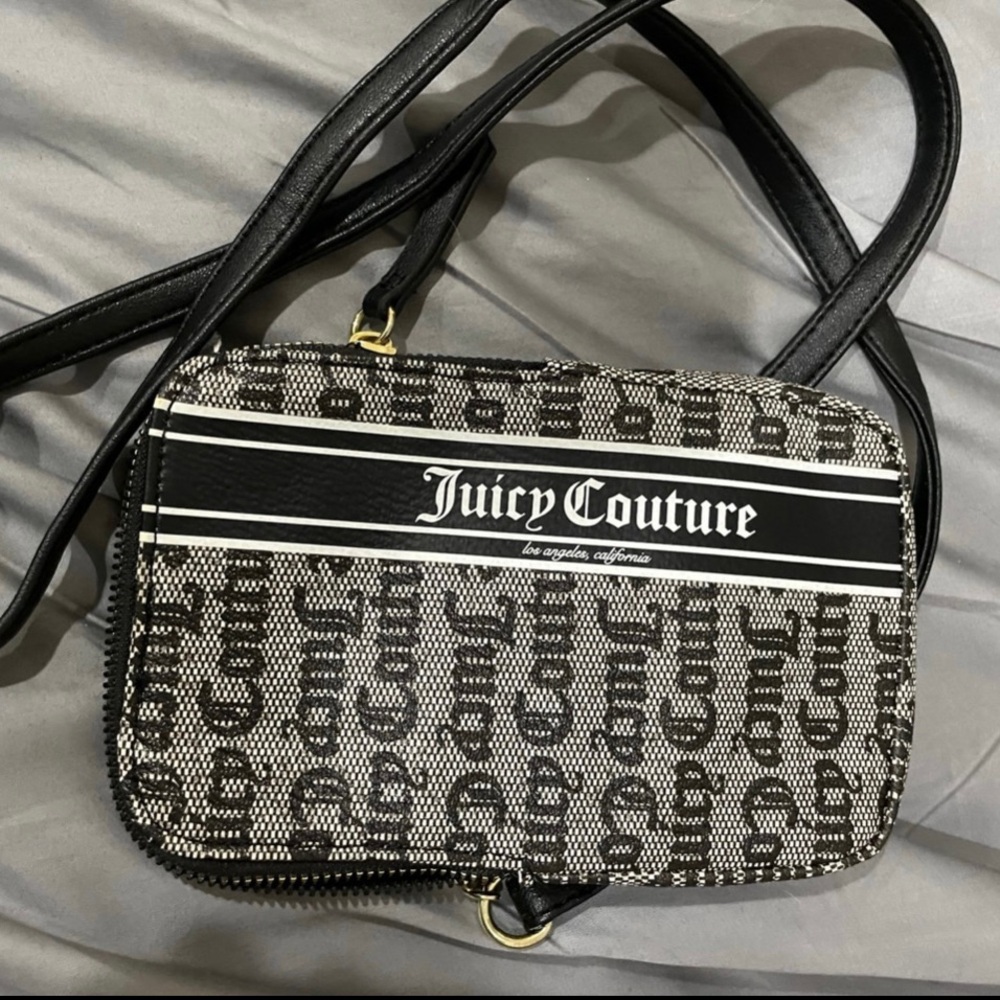 NEW Juicy Couture Black Gray Gold Crossbody Mini Bag Tote NEVER WORN
